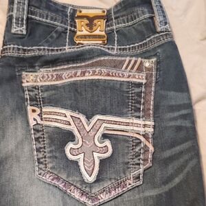 Rock Revival Distressed Blue Jeans
